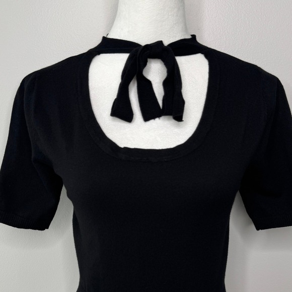 Royal Monk Sweater Size Small Black Tie Neck Bat Graphic Goth Gothic Alt Indie - Picture 4 of 11